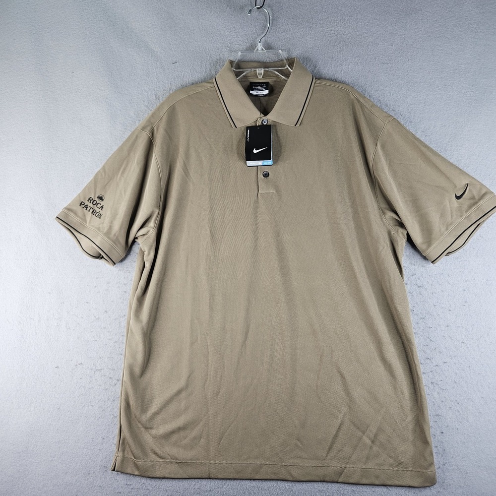 Nike Roca Patron Golf Polo Shirt Mens XL Beige Dri-FIT 319866-238 NEW
